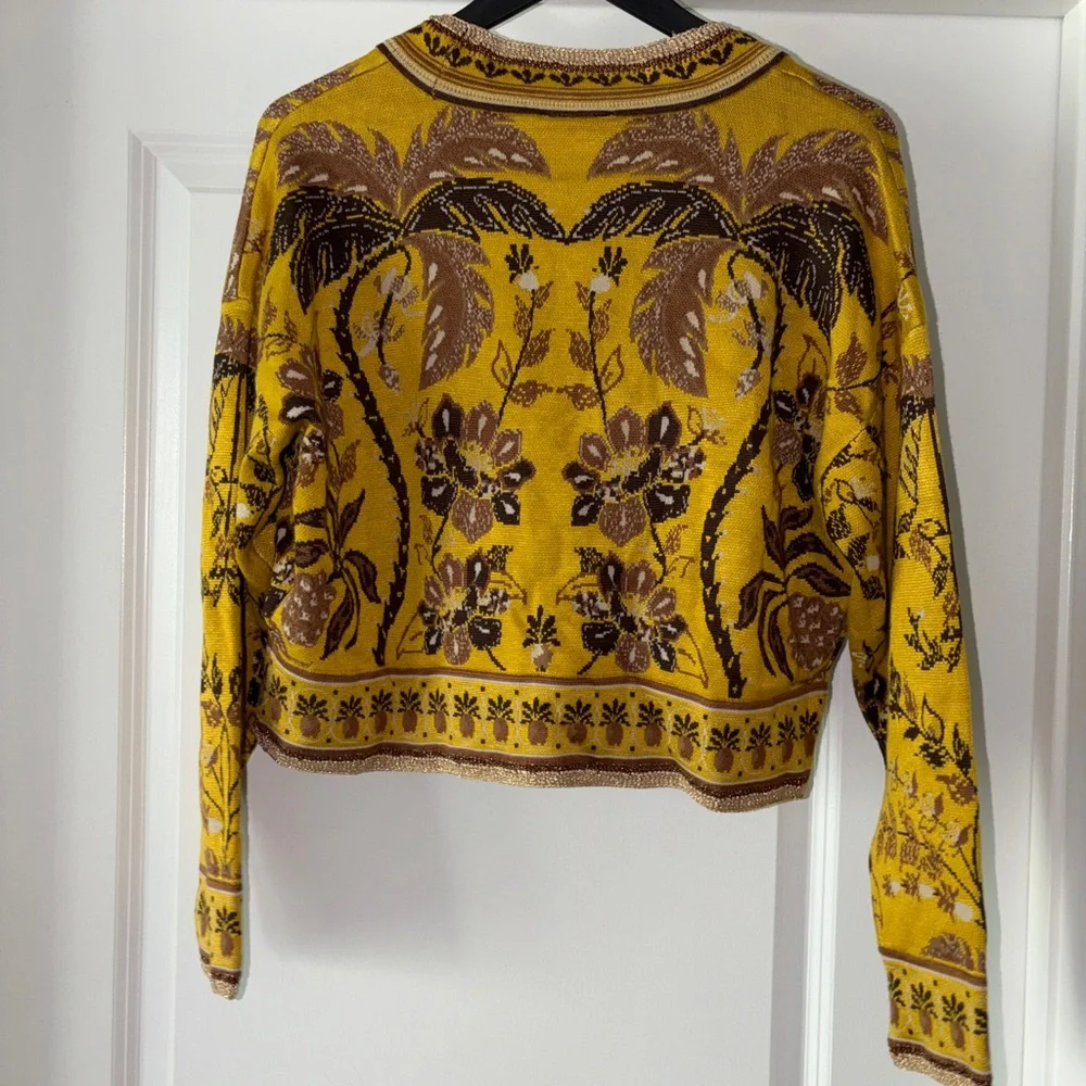 Farm Rio: Yellow Golden Oasis Knit Cardigan - Picture 5 of 10